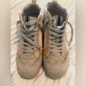 ShuShop Gray and Gold Women's Sneakers